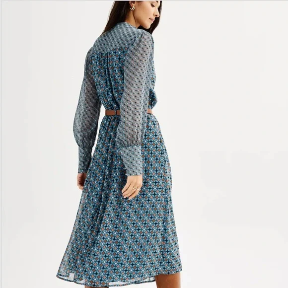 Nine West Blue and Brown Midi Dress - Picture 4 of 10